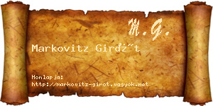 Markovitz Girót névjegykártya